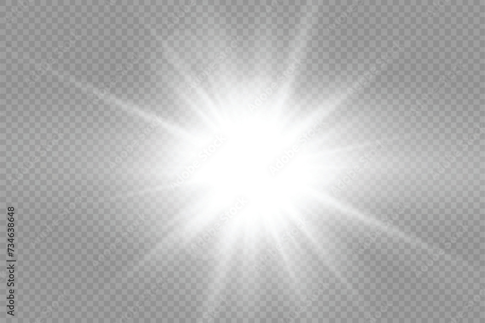 © Ibrahim - White bright star glowing light burst sun rays flare of sunlight with glare bokeh. Vector illustration © Ibrahim - White bright star glowing light burst sun rays flare of sunlight with glare bokeh. Vector illustration