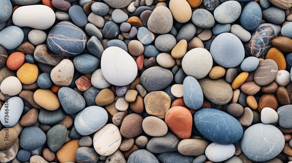 A closeup of textured beach stones and pebbles A closeup of textured beach stones and pebbles
