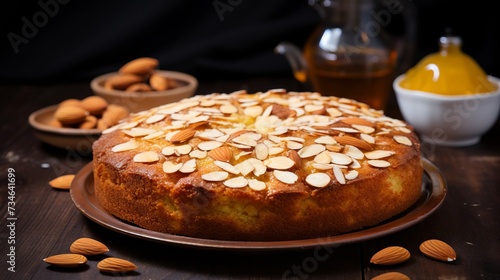 A delicious honey and almond cake, a holiday delicacy