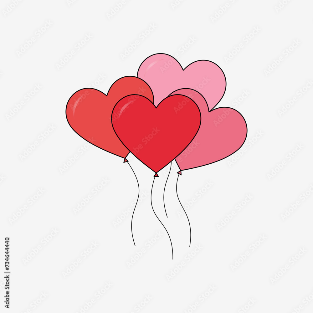 A symbol of deep love with hearts, ribbons, and flowers, exuding warmth and tenderness. Romantic color palette like pink and red. Perfect for cards, social media, or wedding decorations.