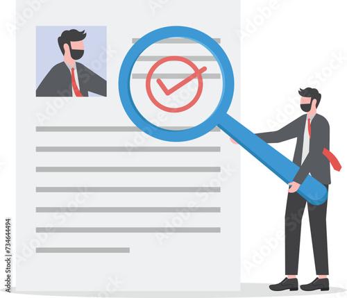 KYC or know your customer with business verifying the identity of its clients concept at the partners-to-be through a magnifying glass vector illustrator

