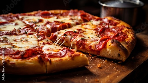 A closeup of a classic sicilian style square pizza