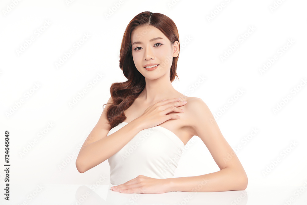 Beautiful young asian woman with clean fresh skin on white background, Face care, Facial treatment, Cosmetology, beauty and spa, Asian women portrait. Beautiful young asian woman with clean fresh skin on white background, Face care, Facial treatment, Cosmetology, beauty and spa, Asian women portrait.