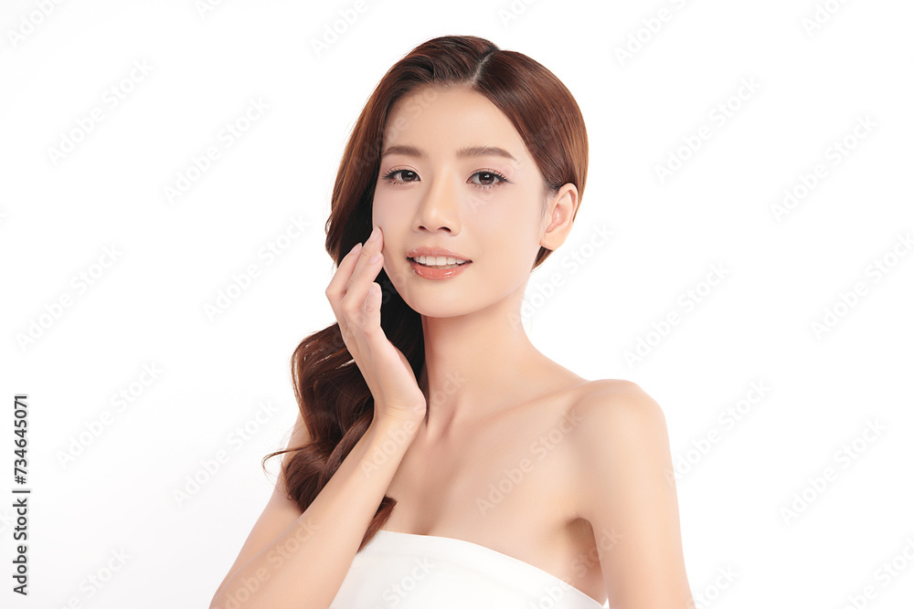 Beautiful young asian woman with clean fresh skin on white background, Face care, Facial treatment, Cosmetology, beauty and spa, Asian women portrait. Beautiful young asian woman with clean fresh skin on white background, Face care, Facial treatment, Cosmetology, beauty and spa, Asian women portrait.