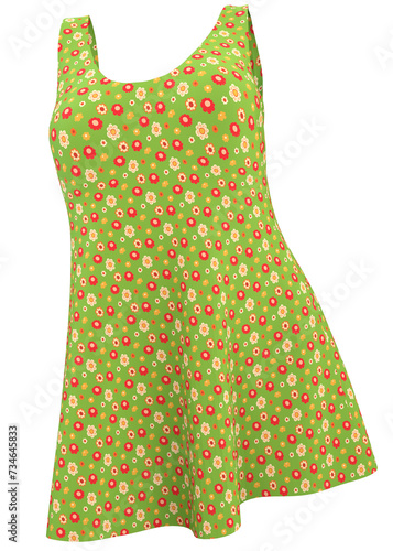 3D Rendered Short green floral dress