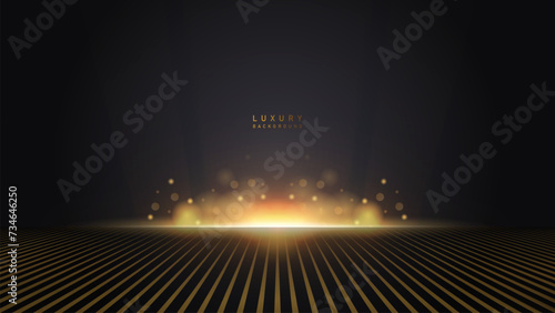 Luxury shiny award ceremony in black background with golden glitter sparkles. Luxury premium vector design. film music poster background