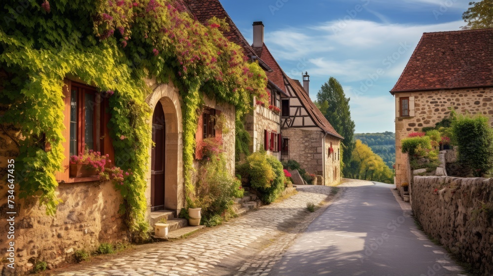 A road through a charming village