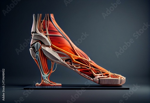 Peroneus longus Muscle Anatomy For Medical Concept 3D Illustration. Generative AI photo
