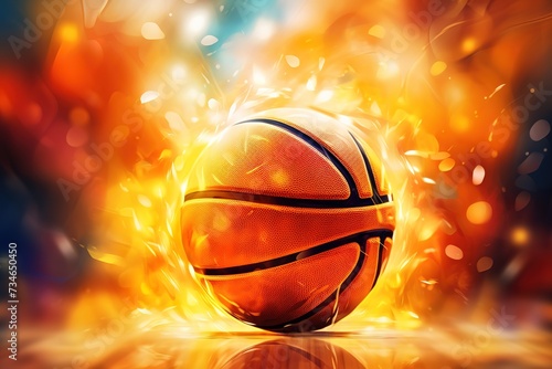 basketball on the court with a neat blazing effect © candra