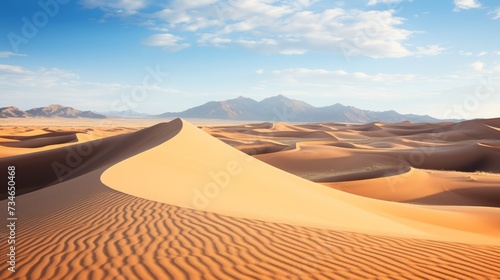 Desert landscape with sand dunes stretching far