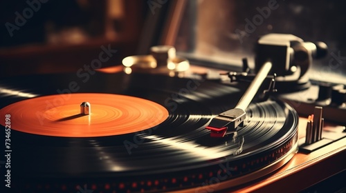 Vintage turntable spinning a classic record