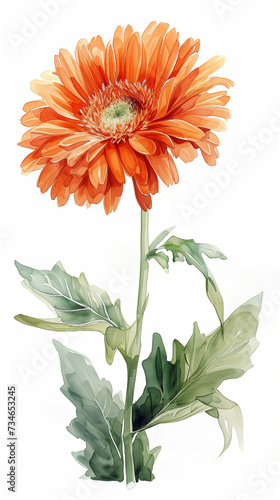 ガーベラの水彩画