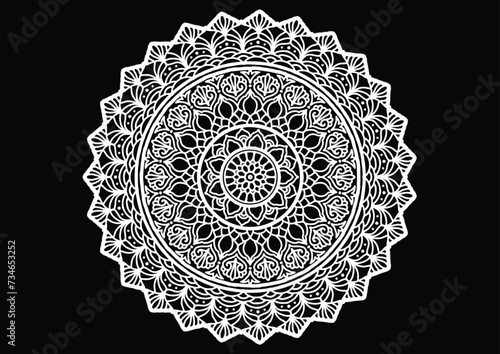  Flower mandala decorative element vintage oriental pattern Vector illustration Islam, Arabian, Indian, Moroccan, Spanish, Turkish, Pakistani, Chinese, mystical, Ottoman patterns, coloring book page.
