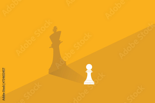 Dream big. Vector chess pawn with shadow of the king	