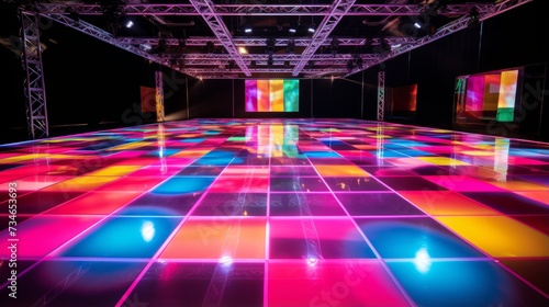 Fototapeta Naklejka Na Ścianę i Meble -  Disco dance floor with neon hues