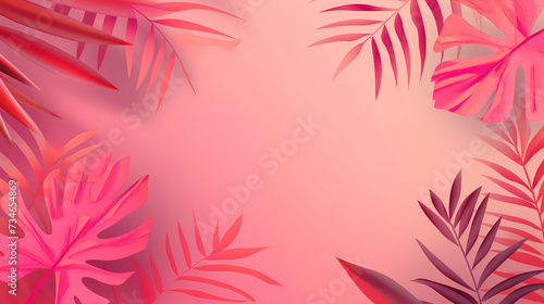 Tropical ferns and palm fronds, in magenta colorway  background image with room for text © Randall