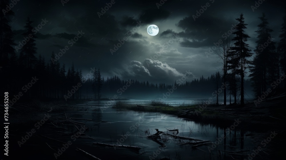 Moody and mysterious moonlit night