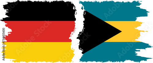 Bahamas and Germany grunge flags connection vector
