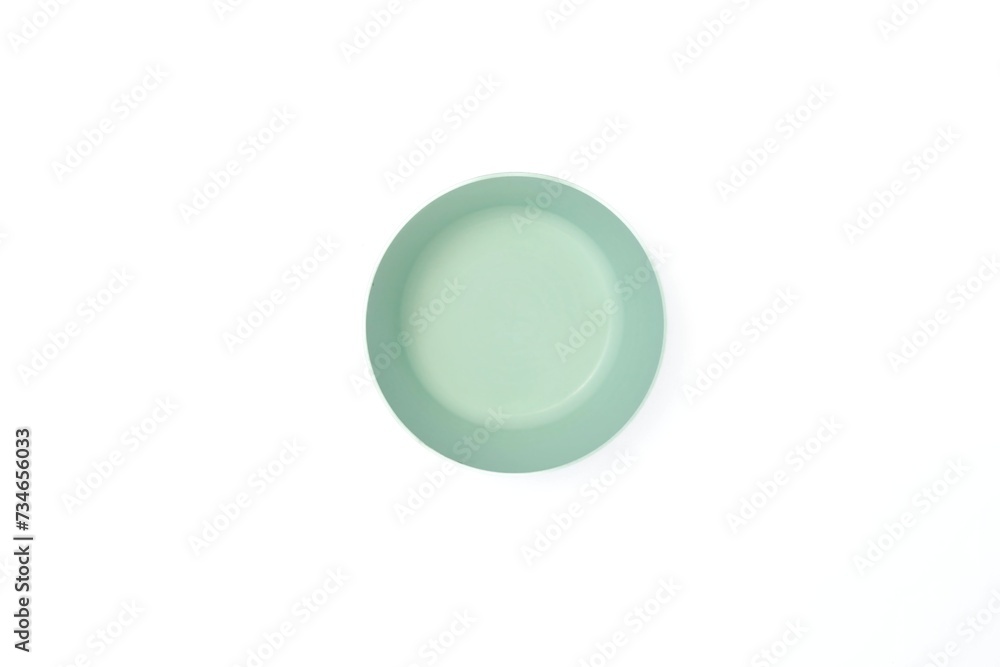 empty green plate on white background with copy space. Healthy eating, diet concept. Banner empty green plate on white background with copy space. Healthy eating, diet concept. Banner