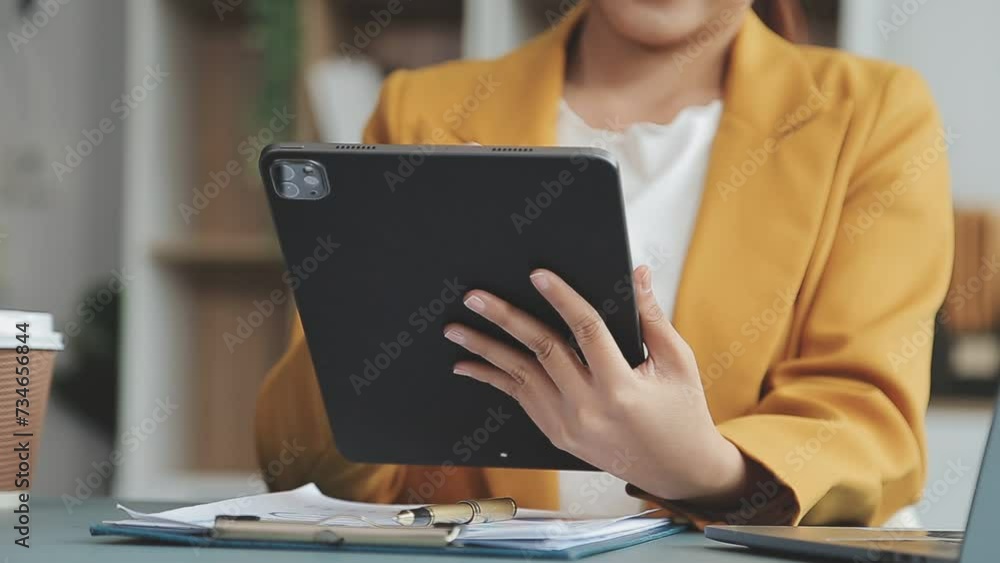 businesswoman hand working with laptop computer, tablet and smart phone in modern office with virtual icon diagram at modernoffice in morning light businesswoman hand working with laptop computer, tablet and smart phone in modern office with virtual icon diagram at modernoffice in morning light
