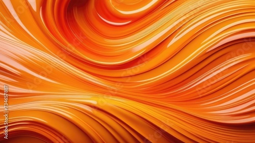 Waves of orange paint, abstract background.