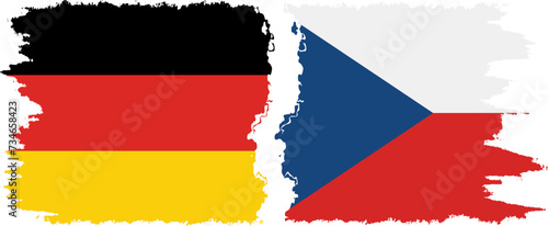 Czech and Germany grunge flags connection vector