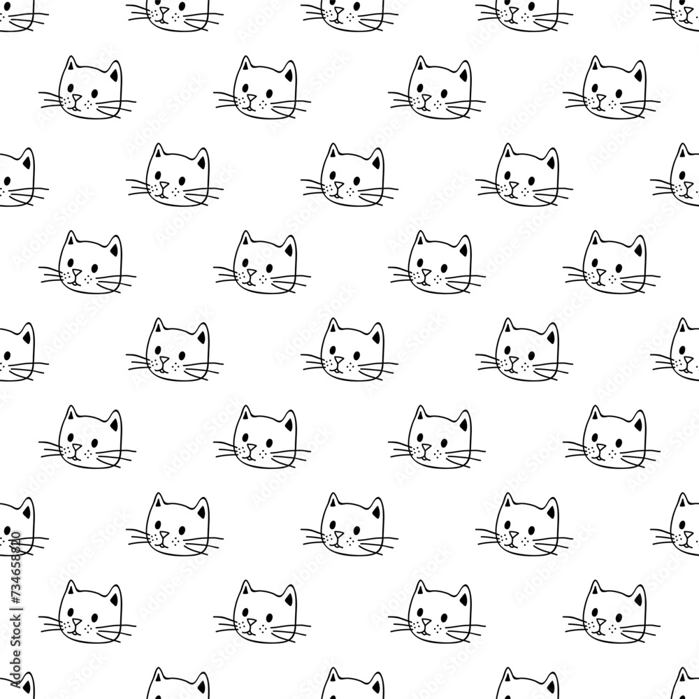 Seamless pattern with cat muzzle doodle for decorative print, wrapping paper, greeting cards, wallpaper and fabric Seamless pattern with cat muzzle doodle for decorative print, wrapping paper, greeting cards, wallpaper and fabric