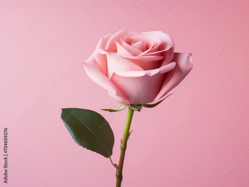 Pink rose flower over a pink background Pink rose flower over a pink background