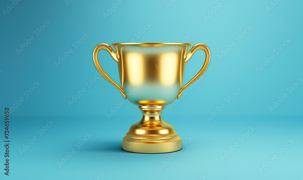 gold trophy on blue background gold trophy on blue background