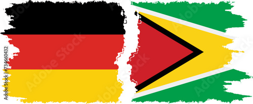 Guyana and Germany grunge flags connection vector