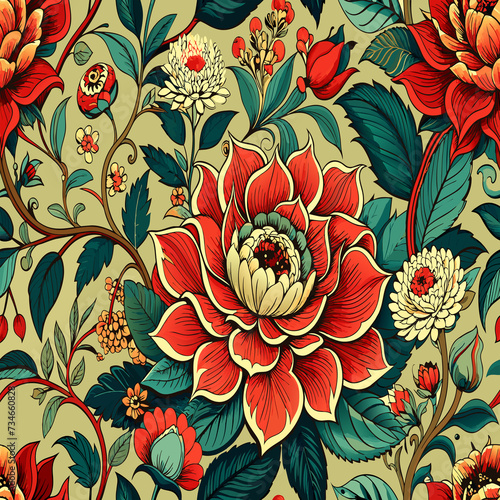 Wallpaper Mural pattern with flowers Torontodigital.ca