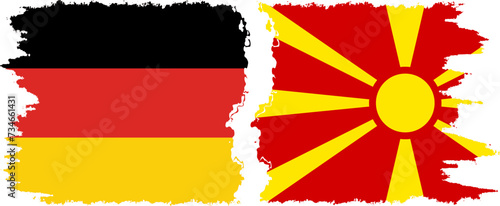 Northern Macedonia and Germany grunge flags connection vector