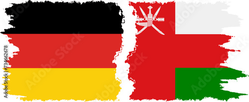 Oman and Germany grunge flags connection vector