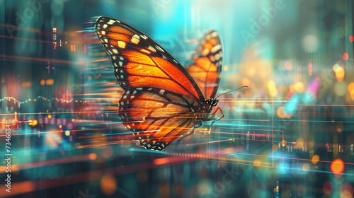 Abstract background portraying the digital era's transformation and innovation through the metamorphosis of a butterfly © Ruslan