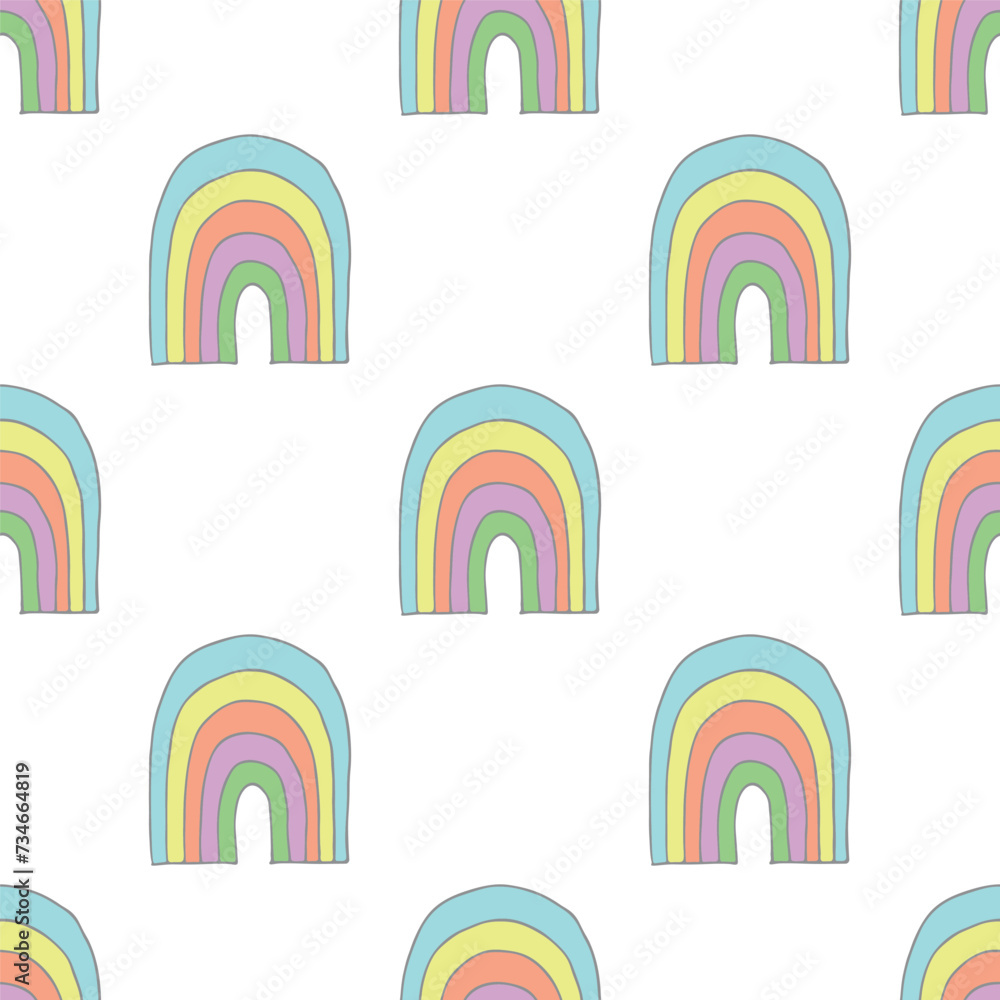 Seamless pattern with rainbow doodle for decorative print, wrapping paper, greeting cards, wallpaper and fabric Seamless pattern with rainbow doodle for decorative print, wrapping paper, greeting cards, wallpaper and fabric