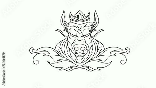 red bull drawing and detailing with floral ribbon