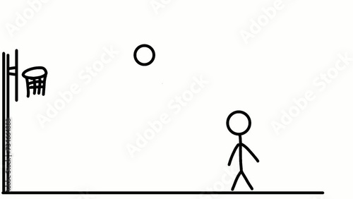 stick man playing basketball simple animation video