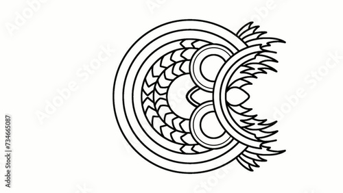 line art drawing and detailing of owl with floral ornament