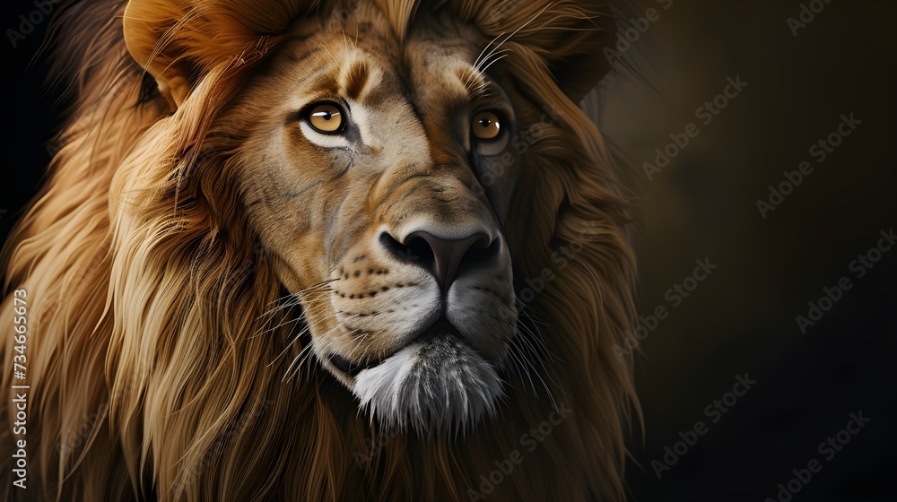 Fototapeta premium Portrait of majestic lion. African Wildlife Animal concept. King of the Jungle.
