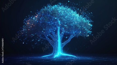 blue cyber polygon tree with futuristic elements © Ruslan