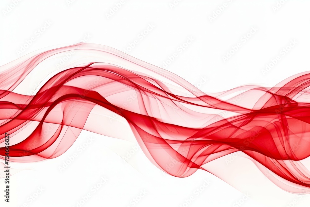 An elegant flowing red smoke pattern on a white background. An elegant flowing red smoke pattern on a white background.
