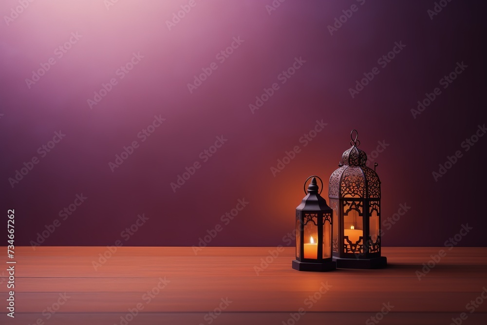 Beautiful ramadan kareem background with lanterns