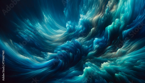 Abstract waves ocean background liquid fluid grunge texture turquoise and dark blue colors.