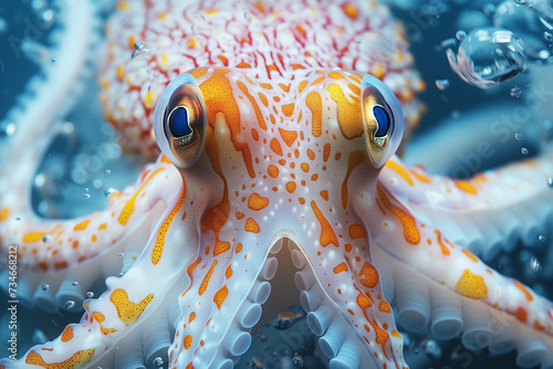 Transparent Squid underwater with blurred background 