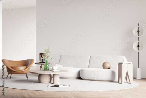Interior Living Room Wall Mockup - 3d rendering, 3d illustration © JP_3D