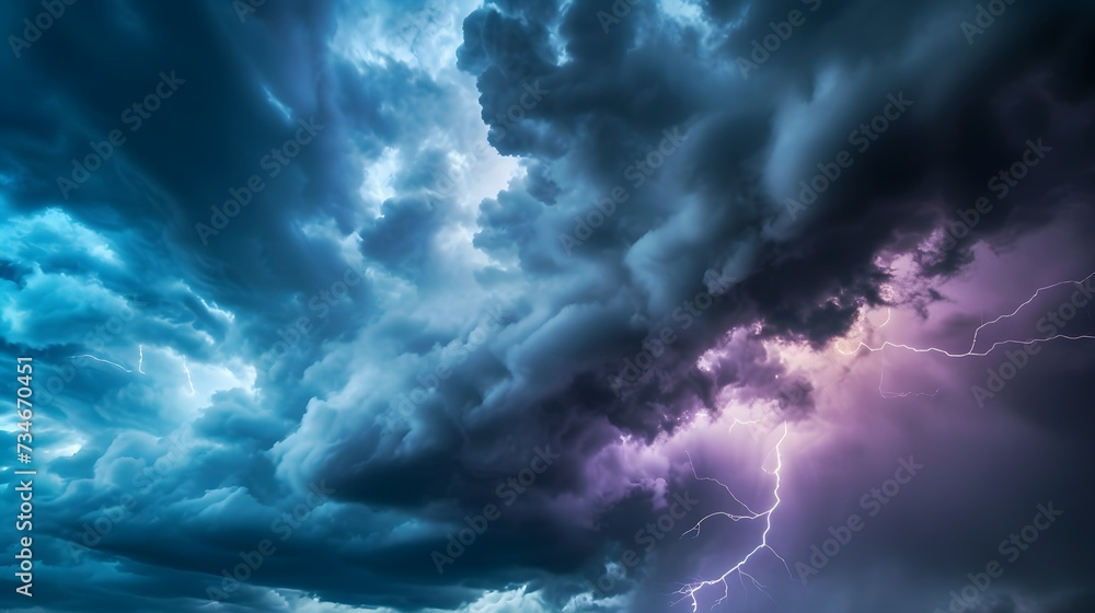 Fototapeta premium Lightning, thunder cloud dark cloudy sky