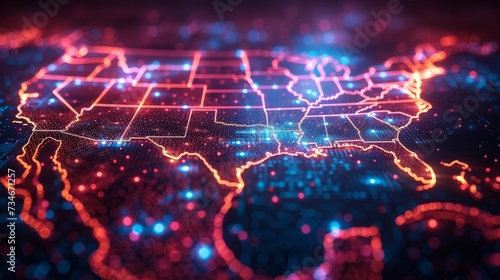 Digital map of America showcases the intricate web of online communication and data flow across the nation, highlighting its importance in modern technology.