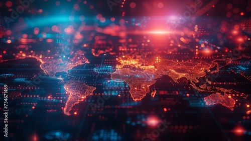 Global network connects world through data transfer for seamless communication.