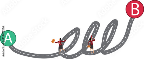 The easy way or the hard way businesswoman want to choose the right path