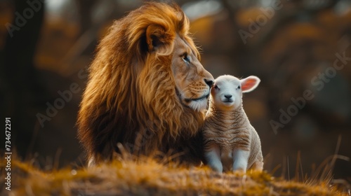 Lion and lamb represent unity of opposites  symbolizing harmony and peace.